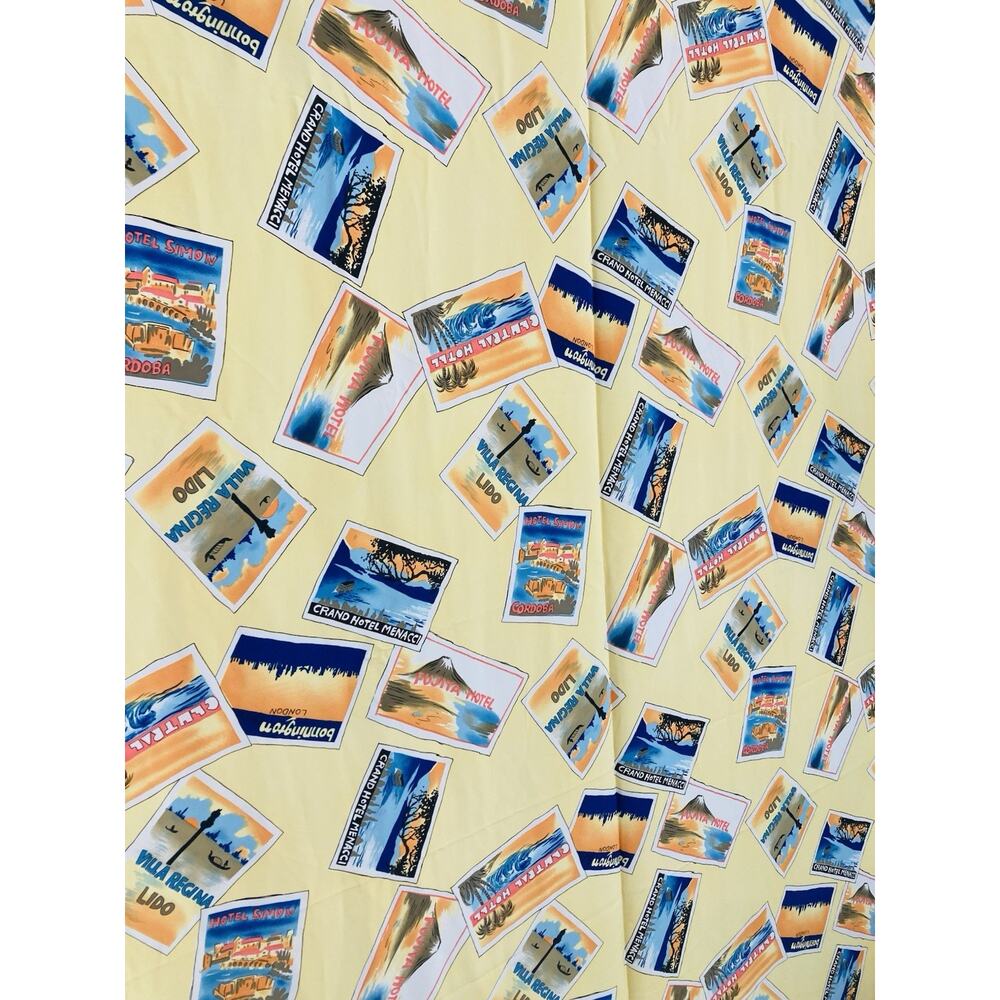 JoAnn Fabrics Yellow Hotels of the World Fabric 5 yards Beaches Italy Spain Japa - Picture 4 of 10